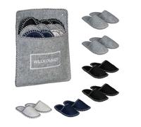 Relaxdays 6 Paar Gästehausschuhe aus Filz Set di 6 Custodia, Misure 36-45, Pantofole in Feltro, Suola Antiscivolo, Multicolore, 100%, 6 Paia