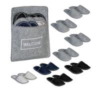 Relaxdays Pantofole per Ospiti, Set 6 Paia di Ciabatte Antiscivolo Casa, Taglia Unisex 36-45, Borsa, Feltro, Multicolore, 100%