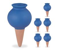 Relaxdays Coni irrigazione a goccia per piante in vaso – Set 6 sfere – Terracotta blu, ceramica