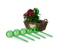 Relaxdays Sfere per Irrigazione, Set da 6, HxD 28x8 cm, Irrigatori da 250 ml per Piante e Fiori in Vaso, Plastica, Verde