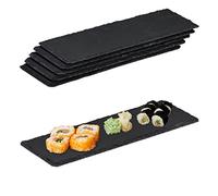 relaxdays 10027829 Set da 6 Tavolette in Ardesia, Piatti Spaziosi, da Portata, per Scrivere, 30x10 cm, Antracite