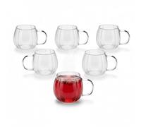 Relaxdays Set da 6 Tazze con Manico, 400 ml, caffè, Latte Macchiato, tè, borosilicato, Bicchieri