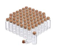 Relaxdays Set da 60 Vasetti in Vetro con Tappi in Sughero, Bottigliette Decorative, per Oli e Spezie, 10 ml, Trasparente