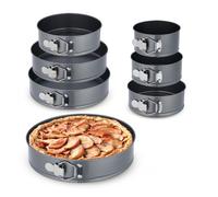 Relaxdays Set da 7 Teglie Rotonde per Dolci, Ø 14/16/18/20/24/26/28 cm Acciaio Inox Rivestimento Antiaderente, Antracite