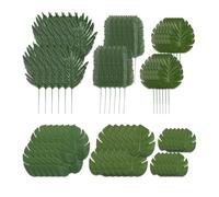 Relaxdays Set da 72 Foglie Tropicali Decorative, Fogliame Artificiale di Monstera, Felce e Palma, Deco per Feste, Verde, Poliestere
