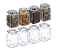 Relaxdays Barattoli di Vetro con Coperchio, Set da 8, Contenitori da 750 ml, Ermetici, Sale Zucchero caffè, Trasparenti