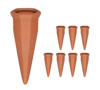 Relaxdays Set da 8 Coni da Irrigazione, per Piante e Fiori, Innaffiatori per Bottiglie da 1,5 Litri in Pet, Terracotta, Ceramica, 13 x 5 x 4,5 cm