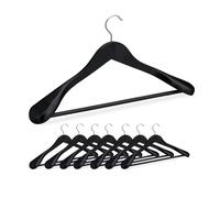 Relaxdays Grucce Appendiabiti per Giacche e Abiti, Set 8 Appendini con Barra Appendi Pantaloni e Gonne, Legno, Nero