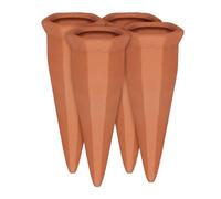 Relaxdays 8X Irrigatori in Argilla per Vasi, Set da 4 Innaffiatori per Piante, per Bottiglie di Vino e Pet, Terracotta