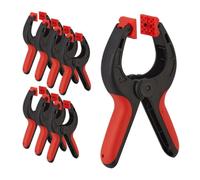 Relaxdays Morsetti a Molla in Nylon, Set da 8 Pinze Modellismo, Apertura 7 cm, Mollette Morsa per Teli, Clip, Rosso Nero