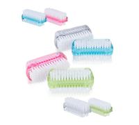 Relaxdays Spazzola per Unghie, Set da 8 Spazzoline a Doppia Faccia, Setole Dure, Plastica, 3,5x8,5x5cm, Colori Misti