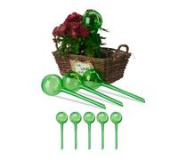 Relaxdays Sfera Sfere per Irrigazione, Set da 9, H x D: 28x8 cm, Irrigatori da 250 ml per Piante e Fiori, Plastica PVC, Verde