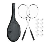 Relaxdays Set da Badminton con Borsa, 2 Racchette, 10 Palline, Gioco per Bambini e Adulti, Passatempo, Nero Bianco, Ferro, 66 x 20 x 2,5 cm