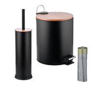 Relaxdays Set da bagno con cestino e scopino WC