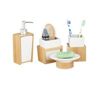 Relaxdays Set da bagno in bambù e ceramica