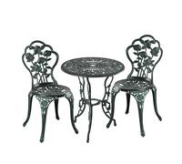 Relaxdays Set da Bistrot da 3, Tavolino da Giardino, 2 Sedie, Balcone, Stile Ferro Battuto, in Alluminio, Vari Colori