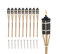 Set 10 torce giardino esterno alte 60 cm fiaccole bambù outdoor olio fiaccolata