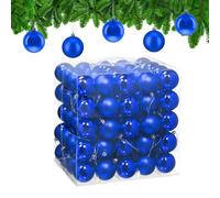 Relaxdays Palline di Natale, Set 100 Palle Albero, Addobbi Natalizi, ∅ 6 cm, Sfere in Plastica Opaca e Lucida, Blu