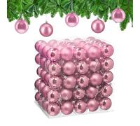 Relaxdays Set di 100 Palline Natalizie, Decorazioni opache e Lucide per Albero ∅ 6 cm, Rosa