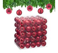 Relaxdays Set di 100 Palline Natalizie, Decorazioni opache e Lucide per Albero ∅ 6 cm, Rosse