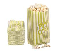 Relaxdays Set di 144 sacchetti per popcorn di carta, giallo/bianco | Contenitore per popcorn a righe, stile retrò, accessorio per serata cinematografica