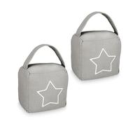 Relaxdays - Set di 2 fermaporta in stile vintage, con maniglia, 18,5 x 14 x 10 cm, colore grigio