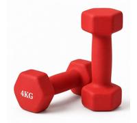 Relaxdays set di 2 manubri compatti, ghisa 4 kg, rossi