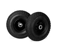 Relaxdays Set di 2 Ruote 3.00-4 per Carriola, ad Aria, 260x85 mm, Cerchione in Acciaio, Max.100 kg, Nero, Gomma, Set da 2 Pz