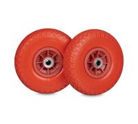 Relaxdays Ruota per Carrello in Set da 2, 3.00-4", 260x85 mm, Gomma Antiforatura, ASSE 20 mm, Fino a 80 kg, Rosso