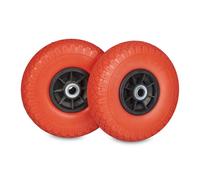 Relaxdays Ruota per Carrello in Set da 2, 3.00-4", 260x85 mm, Gomma Antiforatura, ASSE 20 mm, Fino a 80 kg, Rosso Nero
