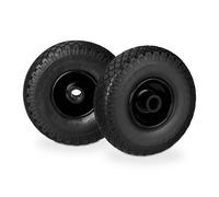 Relaxdays Set ruote per camion, antiforatura, pneumatici in gomma piena 3.00-4, cerchione in acciaio, asse da 25 mm, 100 kg, 25 x 7,5 mm, nero