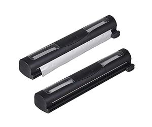 Relaxdays Set di 2 tagliacapsule, per alluminio e pellicola trasparente, finestra di visualizzazione, separazione liscia, dispenser per pellicola, nero, 5 x 37 x 8 cm