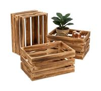 Relaxdays Set 3 cassette in legno vintage