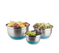 (TG. 26 x 26 x 15 cm) Relaxdays 10020834_45 Set 3 Ciotole in Acciaio Inox con Ba