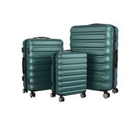 Relaxdays Set valigie 3 pz S/M/L, 4 Ruote rotanti 360°, scocca Rigida, Manico telescopico, Lucchetto, Petrol 75x48x29 cm
