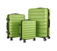 Relaxdays Set valigie rigide 3 pz S/M/L, 4 Ruote 360°, Lucchetto, Verde Chiaro 75x48x29 cm