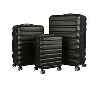 Relaxdays Set valigie rigide 3 Misure, 4 Ruote, Manico telescopico, Lucchetto, Nero 75x48x29 cm