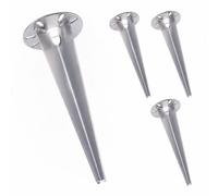 Relaxdays - Set di 4 ancoraggi a terra per lampade da giardino, argento