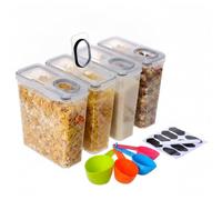 Relaxdays Set di 4 contenitori ermetici 3,7L con dosatore, trasparente