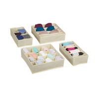 Relaxdays Organizer per Cassetti, Scatole Porta Cravatte per Biancheria Intima, Box per Calzini, Reggiseni, Beige, Cartone, Set da 1 pz