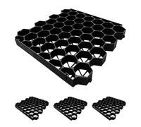 Relaxdays Set di 4 Piastre per Paddock in Plastica 50x50 cm, Carrabili, Nero