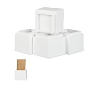 Relaxdays Set di 4 rialzi per mobili – aumento in altezza 8,5 cm – HxLxP 10x11,5x11,5 cm – Bianco