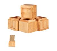 Relaxdays Set di 4 Rialzi per Mobili, Aumento Altezza di 8,5 cm per Tavoli Sedie, HLP 10x11,5x11,5 cm, Legno Naturale, bambù, 4 Pezzi, 4 unità
