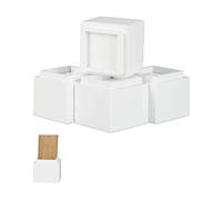 Relaxdays Set di 4 Rialzi per Mobili, Aumento in Altezza di 8,5 cm per Tavoli, Sedie, HxLxP: 10 x 11,5 x 11,5 cm, Bianco