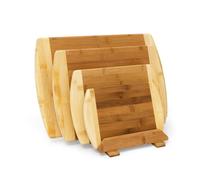 Relaxdays Taglieri in bambù, Cucina con 4 Vassoi e 1 Stand, Tavolette per Servire Formaggi e Salumi, Naturale, Alluminio, Set da 4X