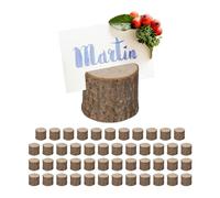 Relaxdays Set di 48 Supporti Segnaposto Legno, Set da 48, Portafoto, Portamenù da Tavolo, per Matrimonio e Battesimo, Naturale, 3 x 3,5 x 3,5 cm