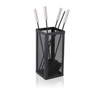 Relaxdays Set 5 Accessori per Camino, Attizzatoio, Paletta, Scopa, Pinza, Supporto, Nero/Argento 35x16x16 cm