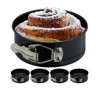 Relaxdays Teglie per Dolci Piccole, Set da 5 Stampi a Cerniere Apribili, Rotonde con Ø 12 cm, Forme Antiaderenti, Nero