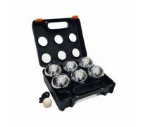 Relaxdays Palline Boule Set 6 sfere in acciaio con palla bersaglio, misuratore e custodia Nero/Argento