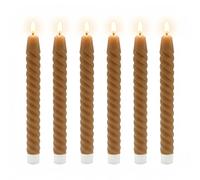 Relaxdays Candele LED a stecco set da 6, HxD 25x2 cm, fiamma tremolante vera cera, a spirale, senza fiamma, mocha-mousse